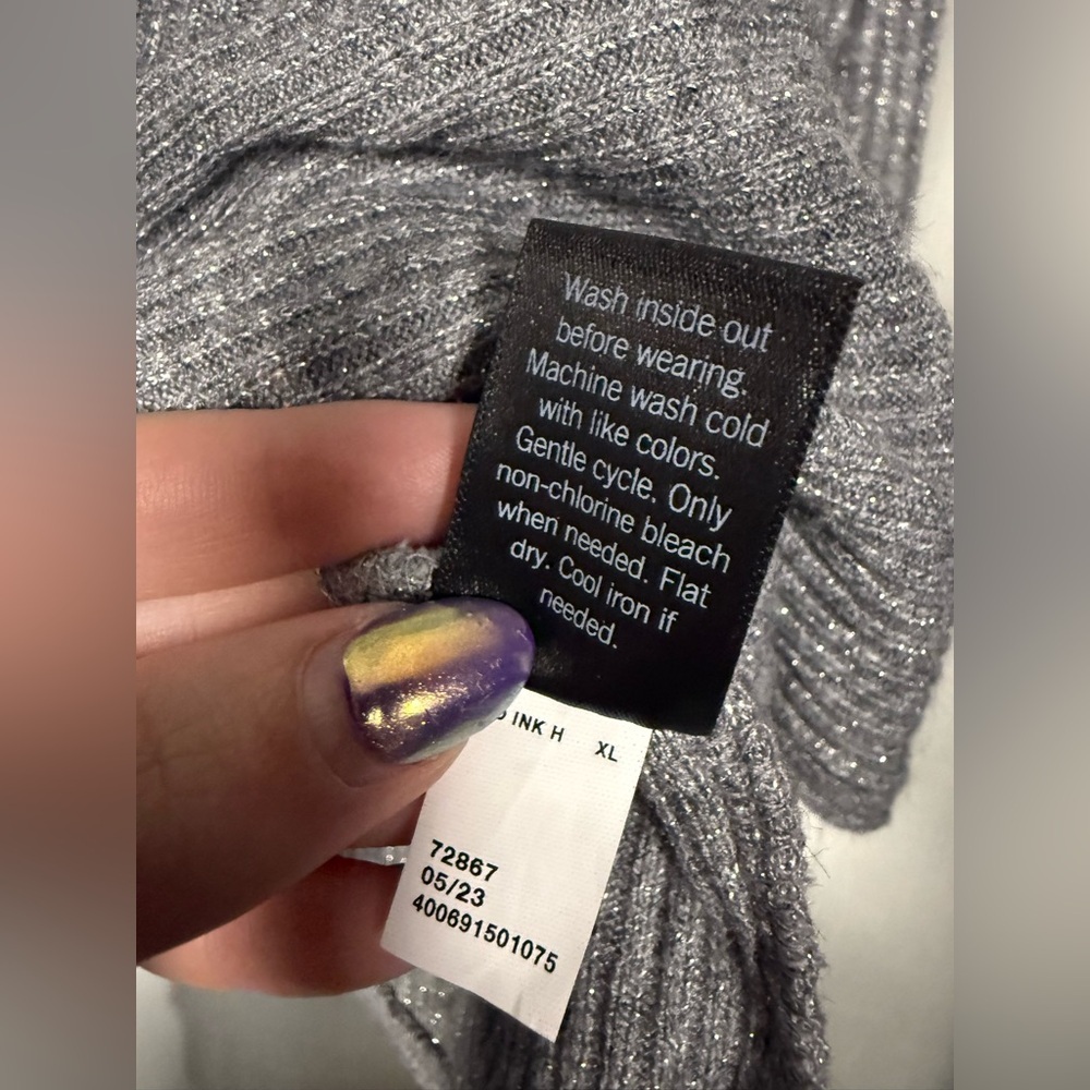 Simply Vera Vera Wang Silver Grey Tie Waist Crewneck Sweater Size XL - Picture 8 of 9